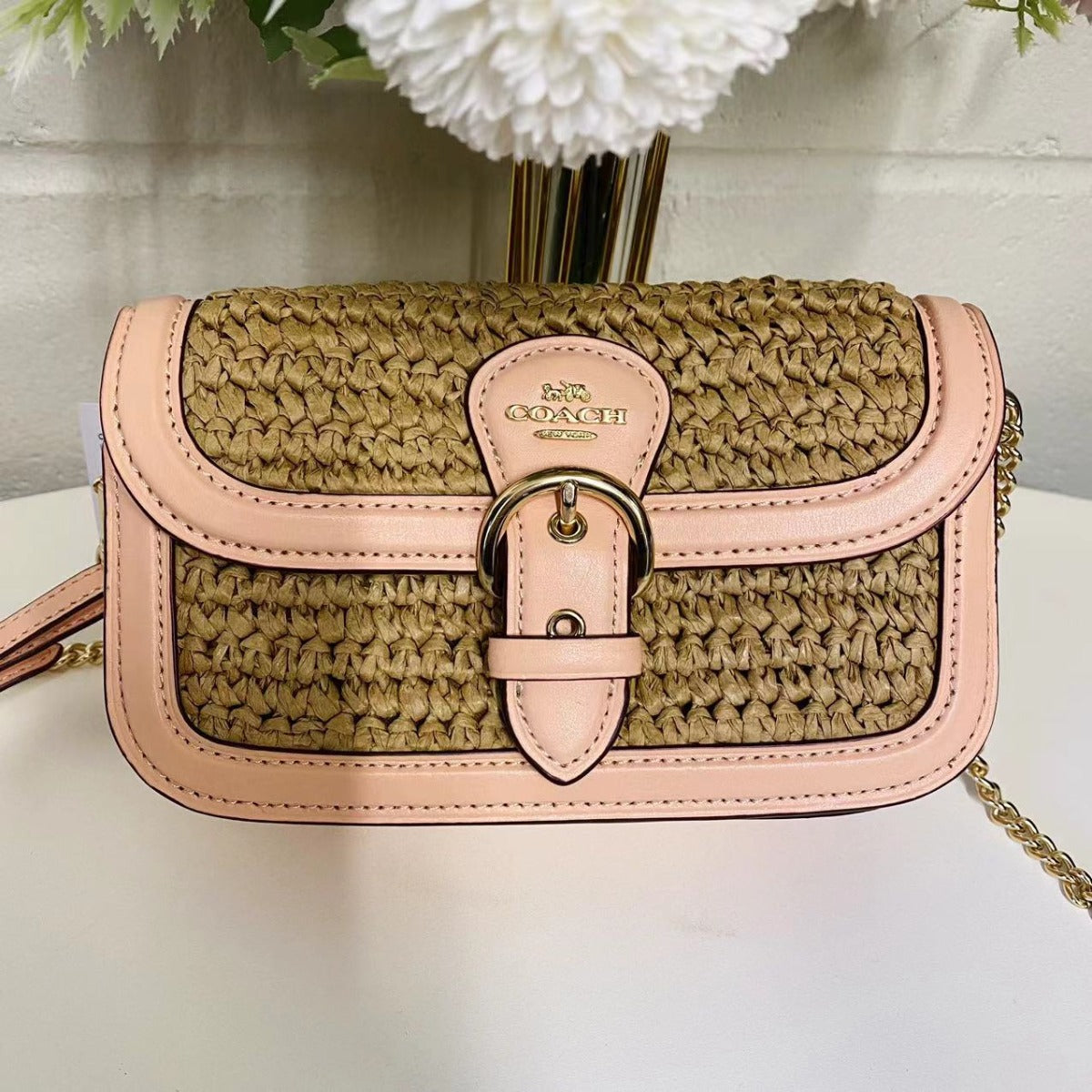 Coach C9925 Kleo Crossbody In Gold/Natural/Faded Blush Coach C9925 Kleo Crossbody In Gold/Natural/Faded Blush